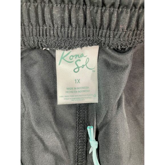 Kona Sol Swim Shorts Womens 1X Black Activewear High Rise Elastic Waist NWT - Picture 2 of 9